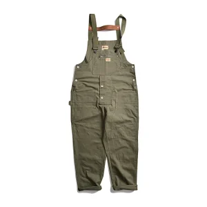 salopette pour homme en jean kaki décontractée