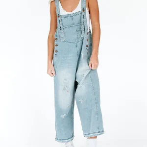 salopette femme en jean bleu clair