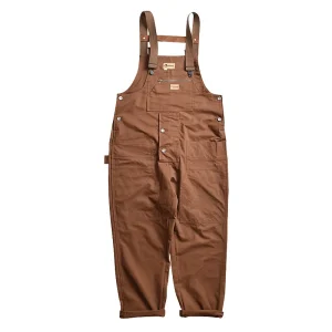 salopette pour homme en jean marron décontractée à bretelle