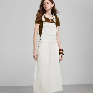 salopette robe longue blanche en coton