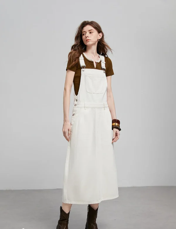 salopette robe longue blanche en coton