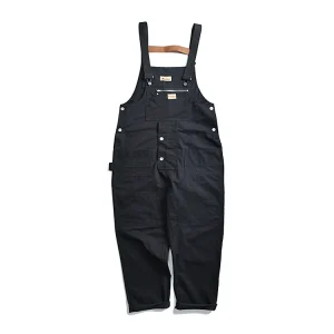 salopette homme en jean noir décontracté