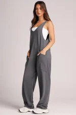 salopette large gris foncé en coton fluide femme