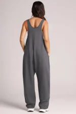 salopette baggy pour femme en coton gris foncé