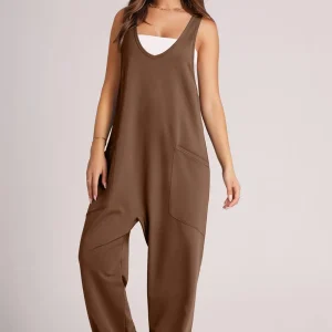salopette pour femme marron en coton fluide