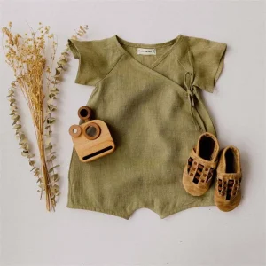 combinaison salopette pour bébé en lin et coton