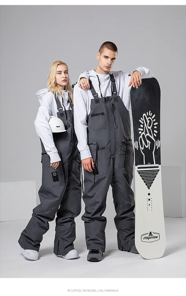 salopette de ski et snowboard gris pour femme et homme