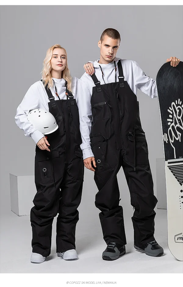 salopette de ski et snowboard noir unisexe