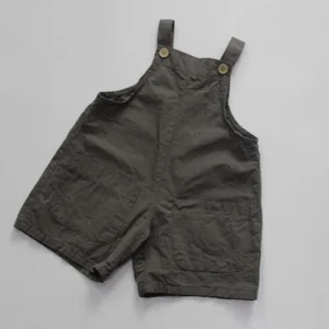 salopette pour enfant en lin et coton gris foncé