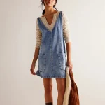 salopette jupe denim courte bleu