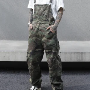 salopette cargo homme camouflage bretelle
