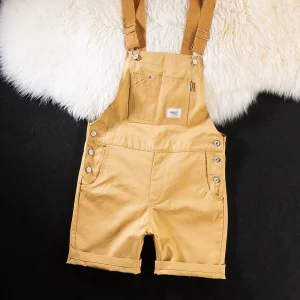 salopette short homme marron claire en coton