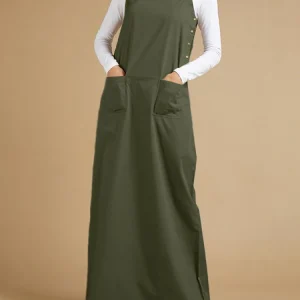 salopette robe longue verte pour femme