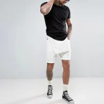 vêtement homme salopette short en jean blanc