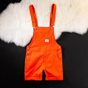 salopette short homme orange en coton