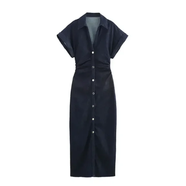 combinaison salopette robe femme en jean bleu foncé