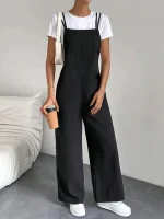 salopette noir coton femme