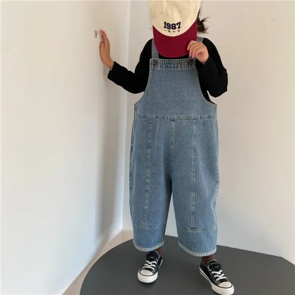 salopette en jean bleu pour enfant unisex