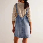 salopette courte en denim bleu