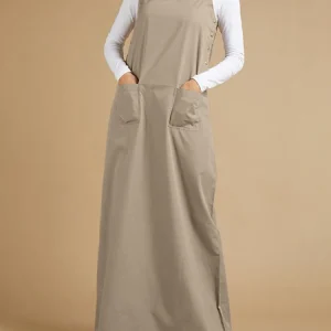 salopette robe longue beige pour femme