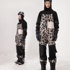 salopette leopard noir de ski pour femme