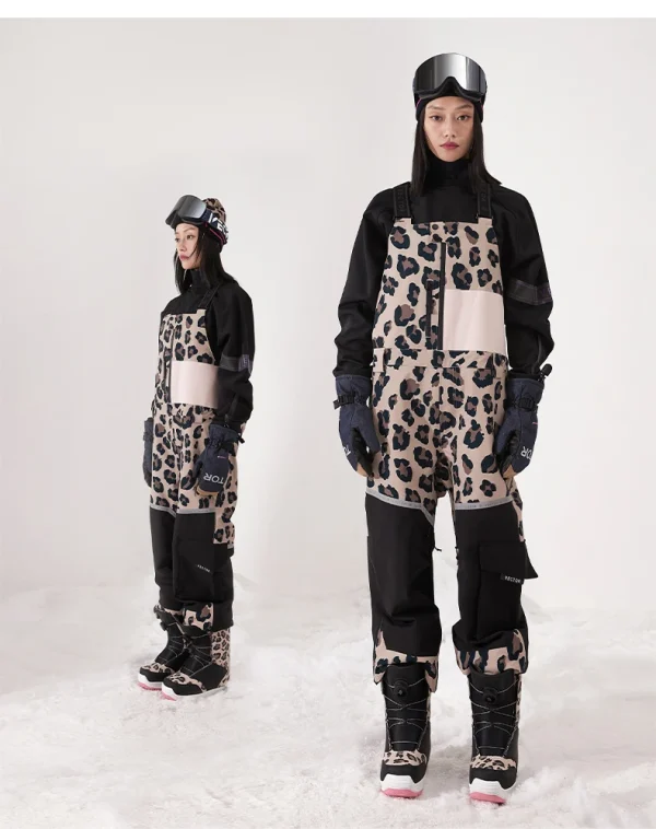 salopette leopard noir de ski pour femme