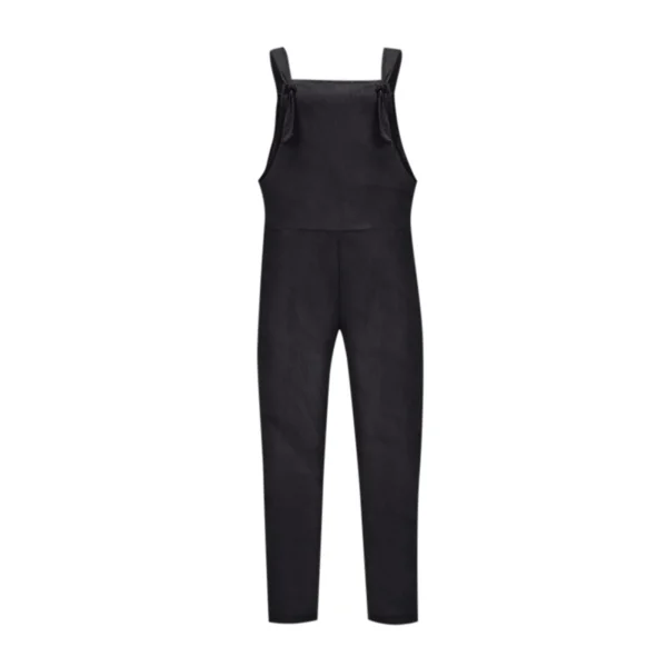 salopette en lin noir à bretelle décontractée