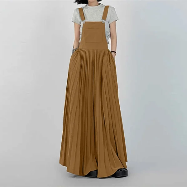 salopette robe fluide marron à bretelles