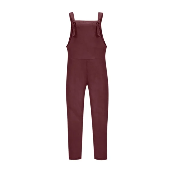 salopette en lin rouge bordeaux à bretelle décontractée