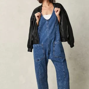 salopette en jean bleu