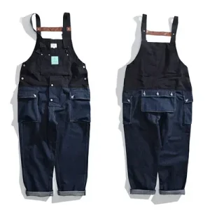 salopette en jean noir et bleu