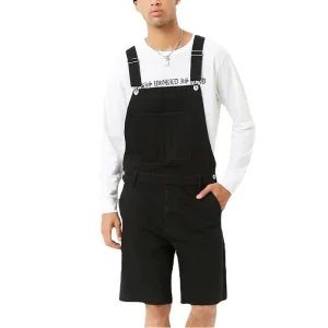 salopette short homme en jean noir