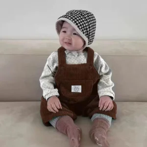 salopette pour bébé en coton marron